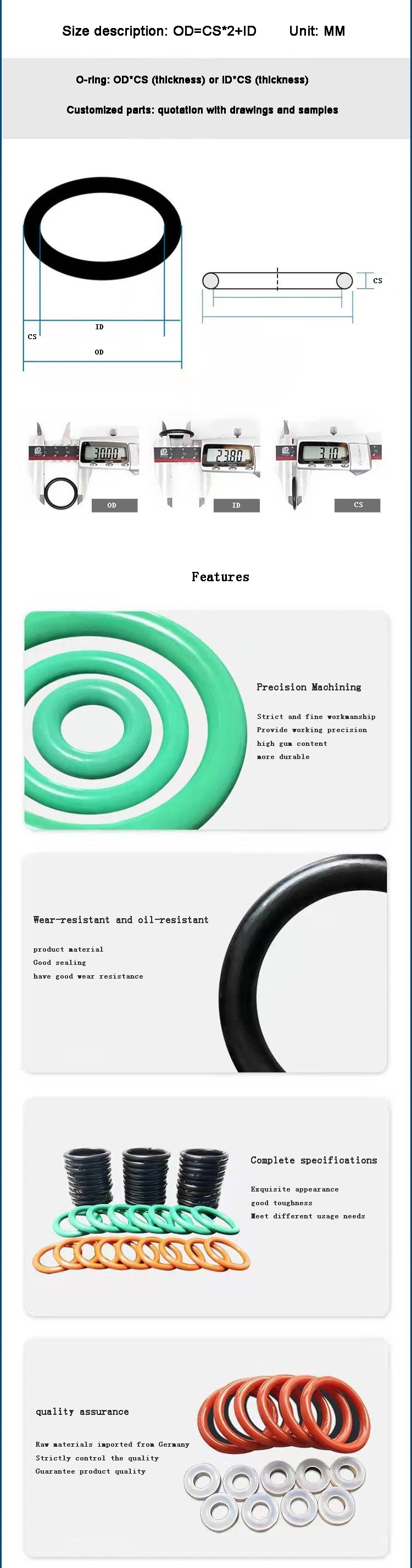 NBR FKM EPDM CR silicone O-RING para aplicações automotivas e aeroespaciais 0